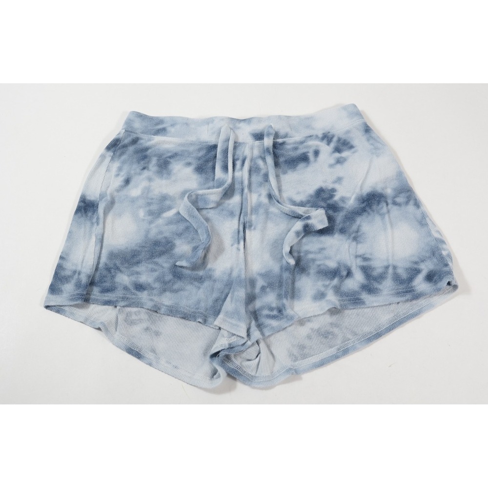 Gilly Hicks Shorts Womens S Blue Tie Dye Sleep Pajama Ribbed Knit Drawstring